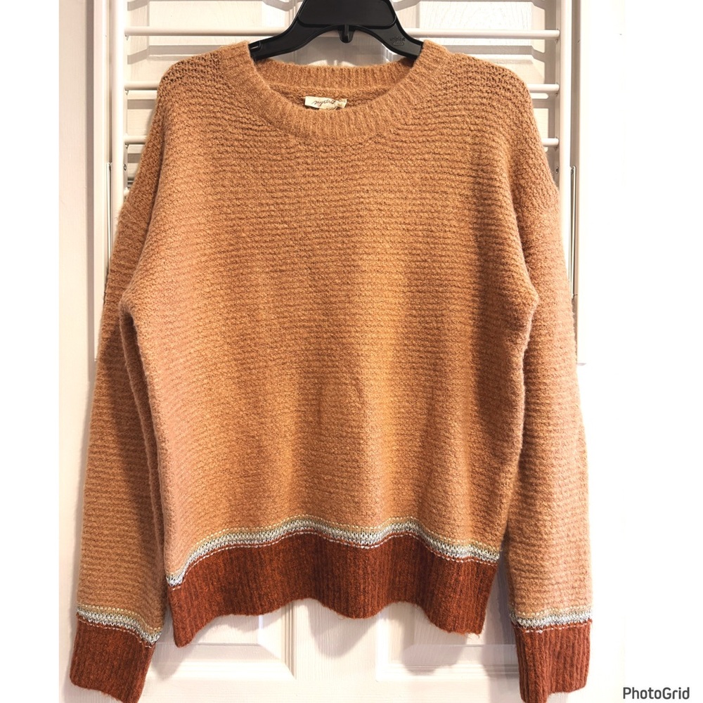 NWT Mystree Peach & Rust Colorblock Sweater Chic Clean Girl Aesthetic